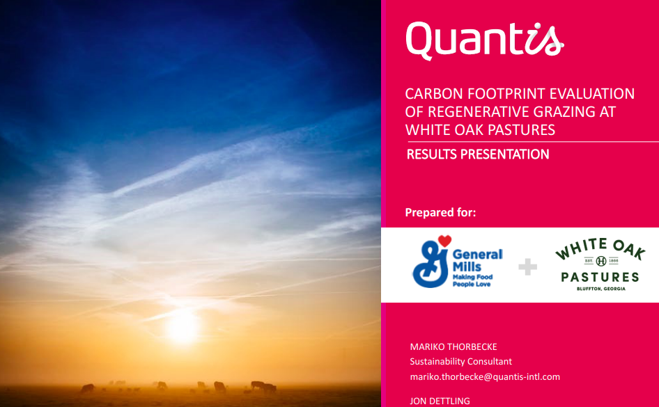 CARBON FOOTPRINT EVALUATION OF REGENERATIVE GRAZING AT WHITE OAK PASTURES.